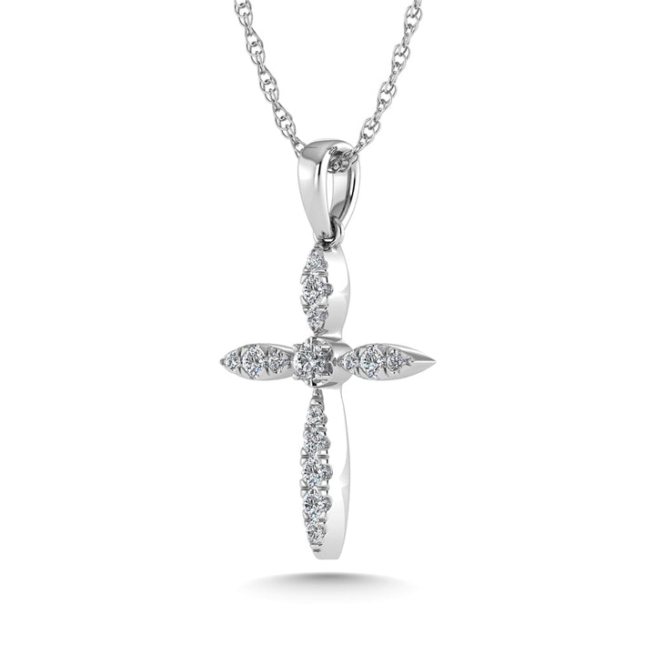 10K White Gold Diamond 1/8 Ct.Tw. Cross Pendant