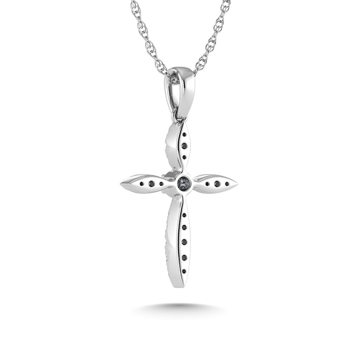 10K White Gold Diamond 1/8 Ct.Tw. Cross Pendant