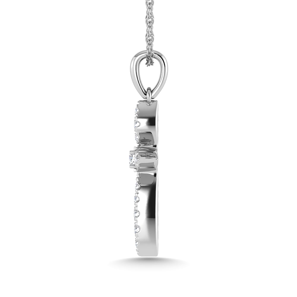 10K White Gold Diamond 1/8 Ct.Tw. Cross Pendant