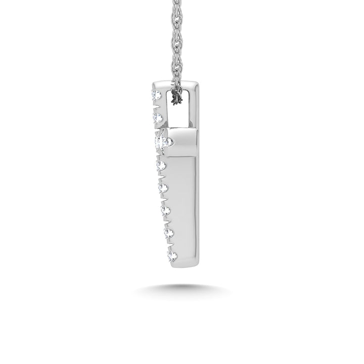 10K White Gold Diamond 1/8 Ct.Tw. Cross Pendant