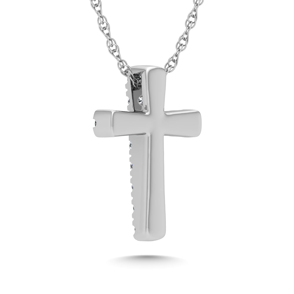 10K White Gold Diamond 1/8 Ct.Tw. Cross Pendant
