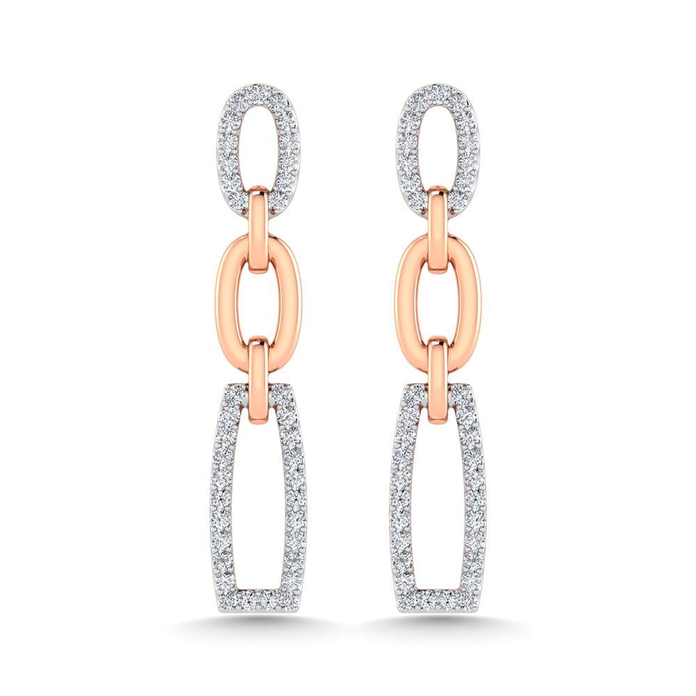 14K Two Tone Diamond 1/5 Ct.Tw. Fashion Earrings