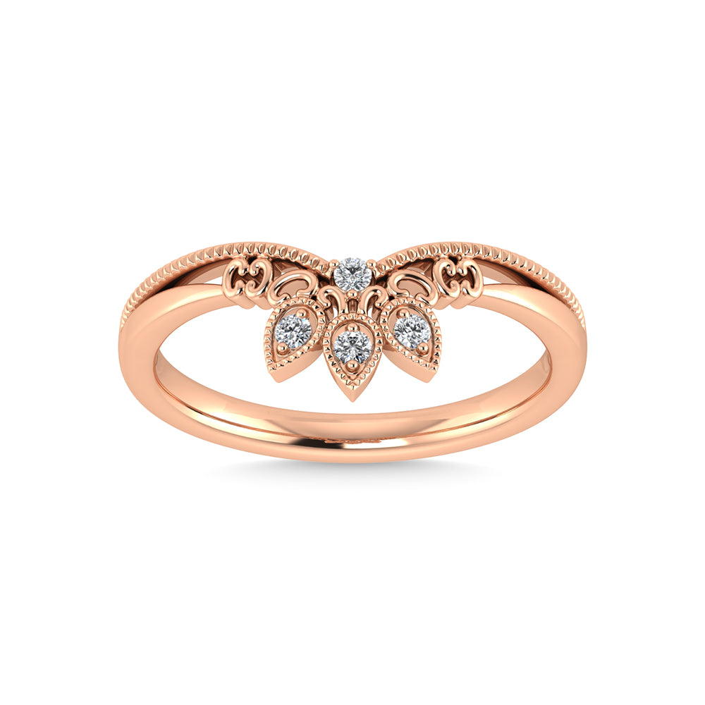 10K Rose Gold Diamond 1/20 Ct.Tw. Chevron Band