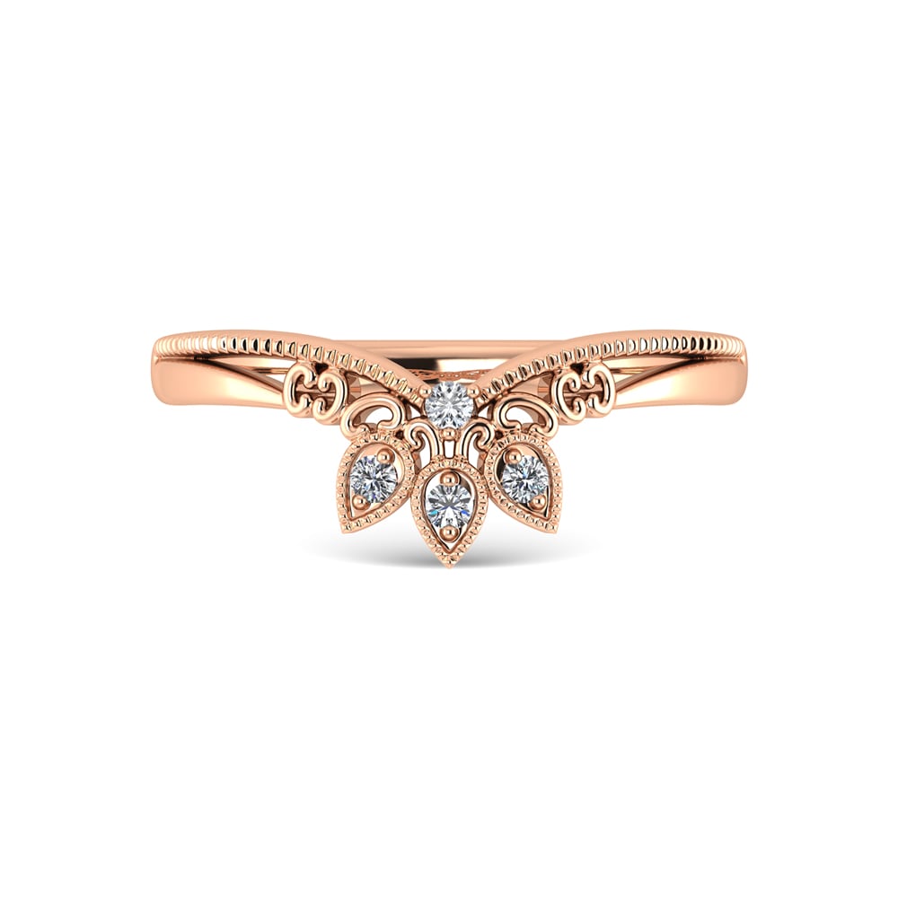 10K Rose Gold Diamond 1/20 Ct.Tw. Chevron Band