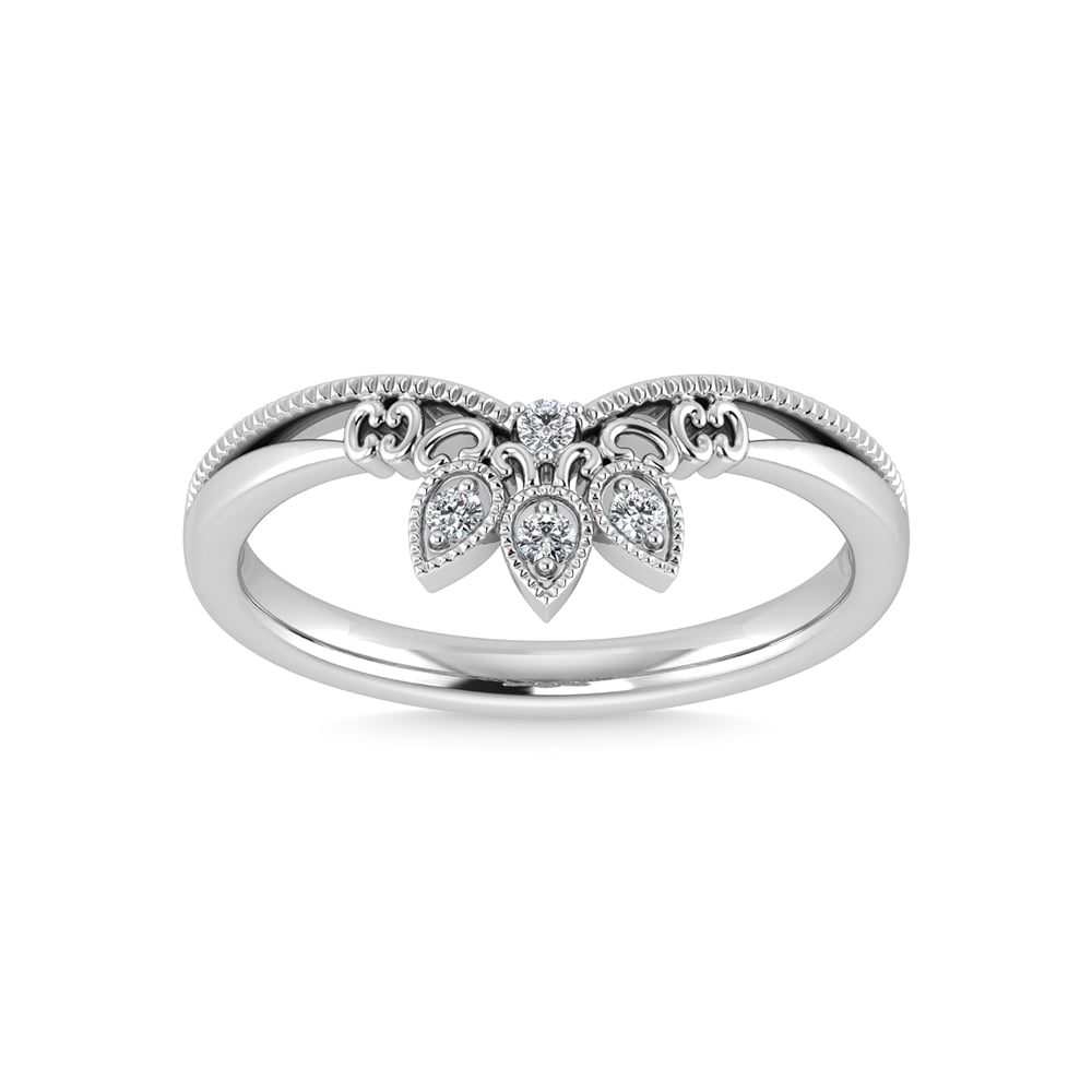 10K White Gold Diamond 1/20 Ct.Tw. Chevron Band