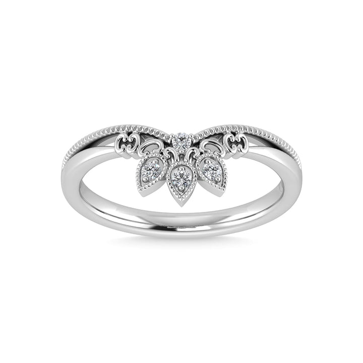 10K White Gold Diamond 1/20 Ct.Tw. Chevron Band