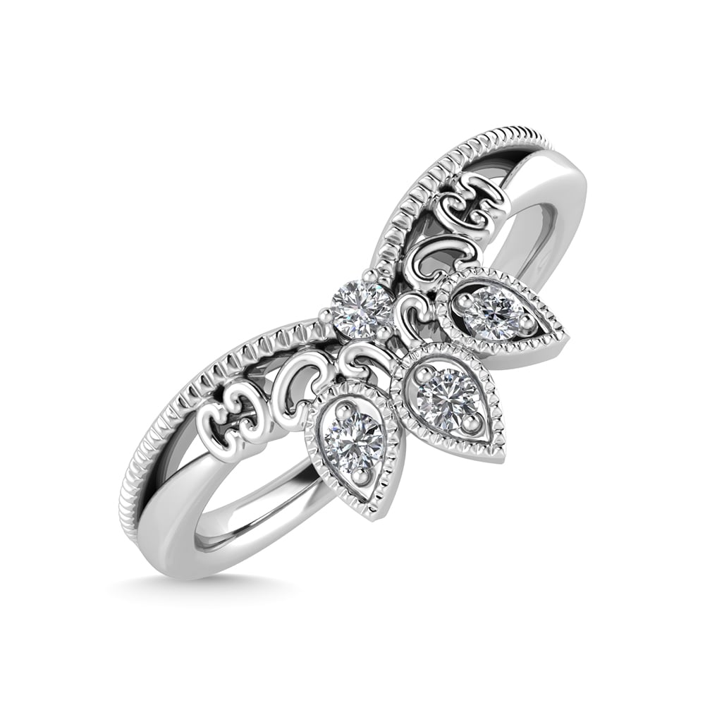 10K White Gold Diamond 1/20 Ct.Tw. Chevron Band