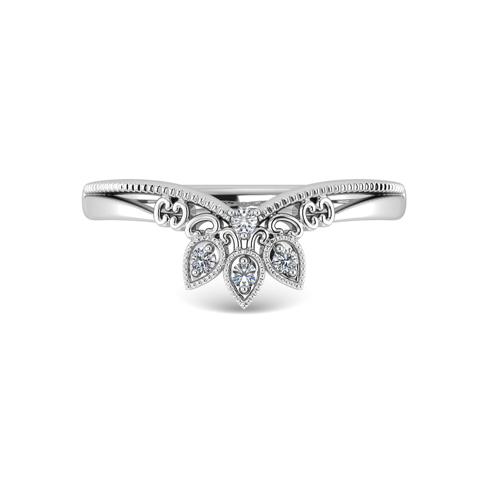 10K White Gold Diamond 1/20 Ct.Tw. Chevron Band