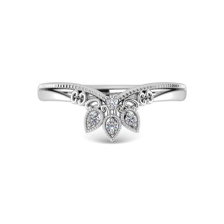 10K White Gold Diamond 1/20 Ct.Tw. Chevron Band