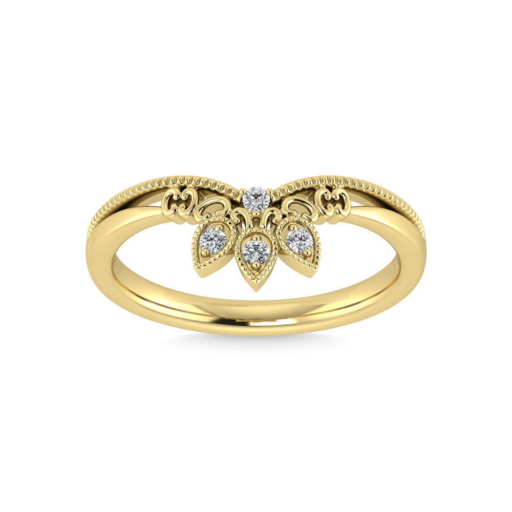 10K Yellow Gold Diamond 1/20 Ct.Tw. Chevron Band