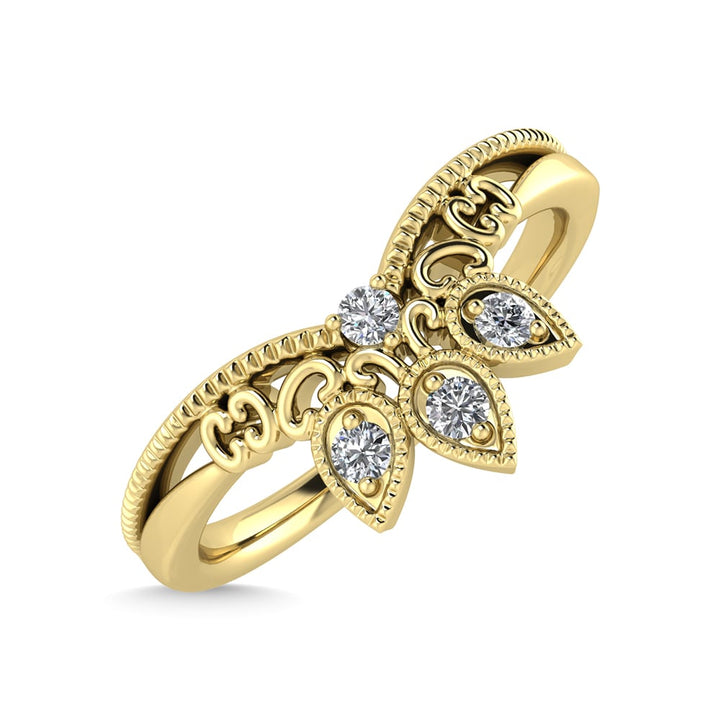 10K Yellow Gold Diamond 1/20 Ct.Tw. Chevron Band