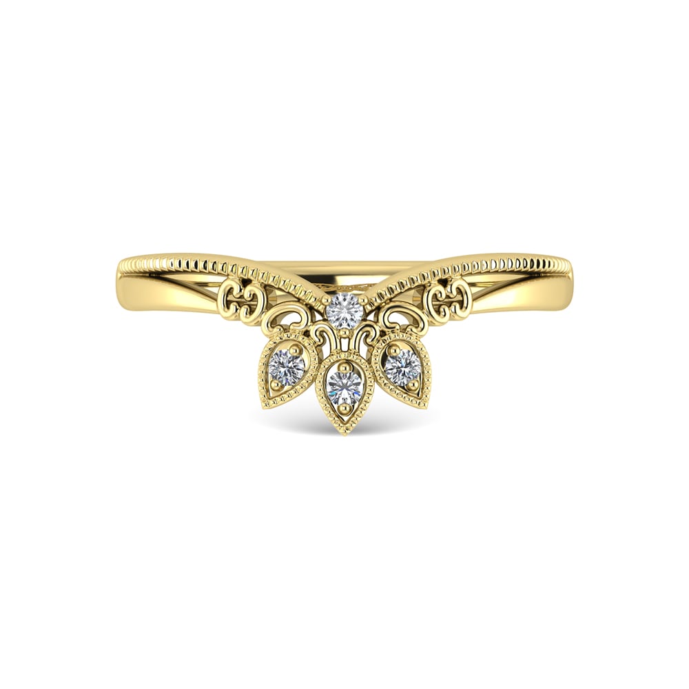 10K Yellow Gold Diamond 1/20 Ct.Tw. Chevron Band