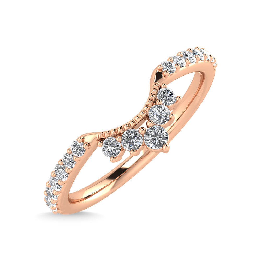 14K Rose Gold Diamond 1/5 Ct.Tw. Chevron Band