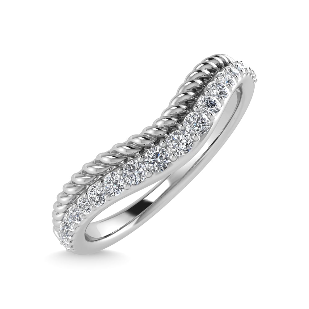14K White Gold Diamond 1/5 Ct.Tw. Chevron Band