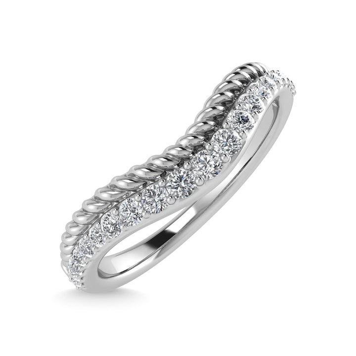 14K White Gold Diamond 1/5 Ct.Tw. Chevron Band