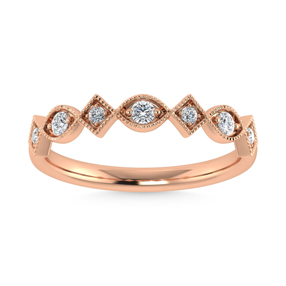 14K Rose Gold Diamond 1/8 Ct.Tw. Stackable Band