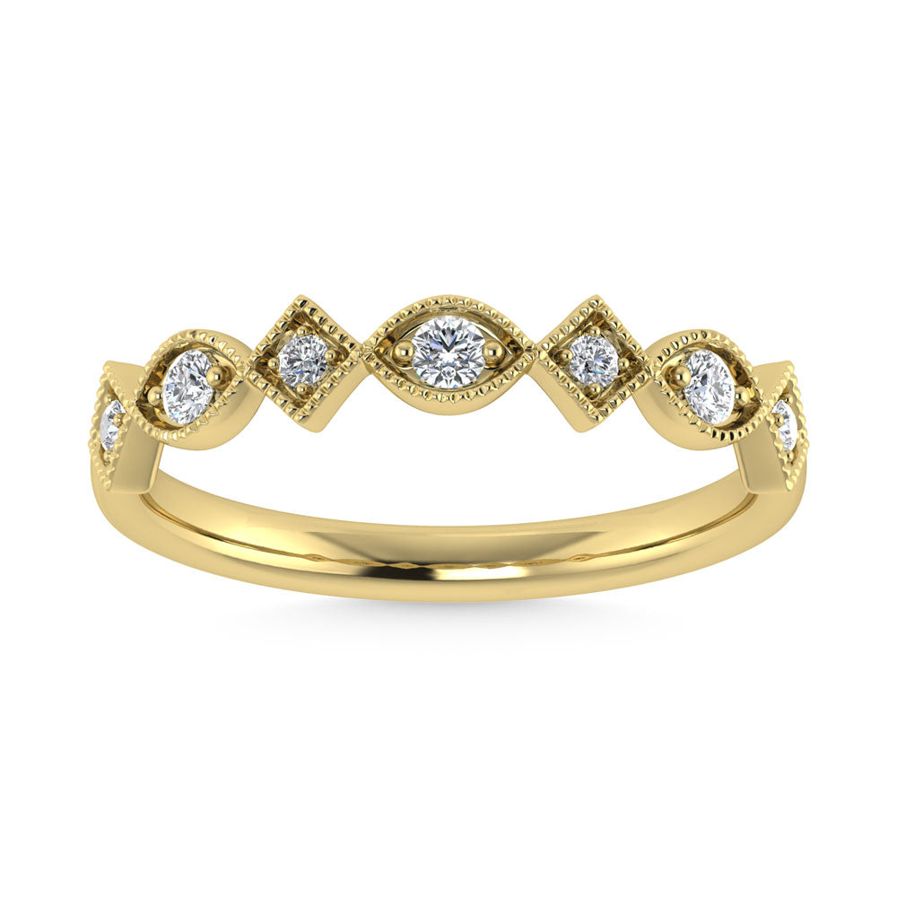 14K Yellow Gold Diamond 1/8 Ct.Tw. Stackable Band