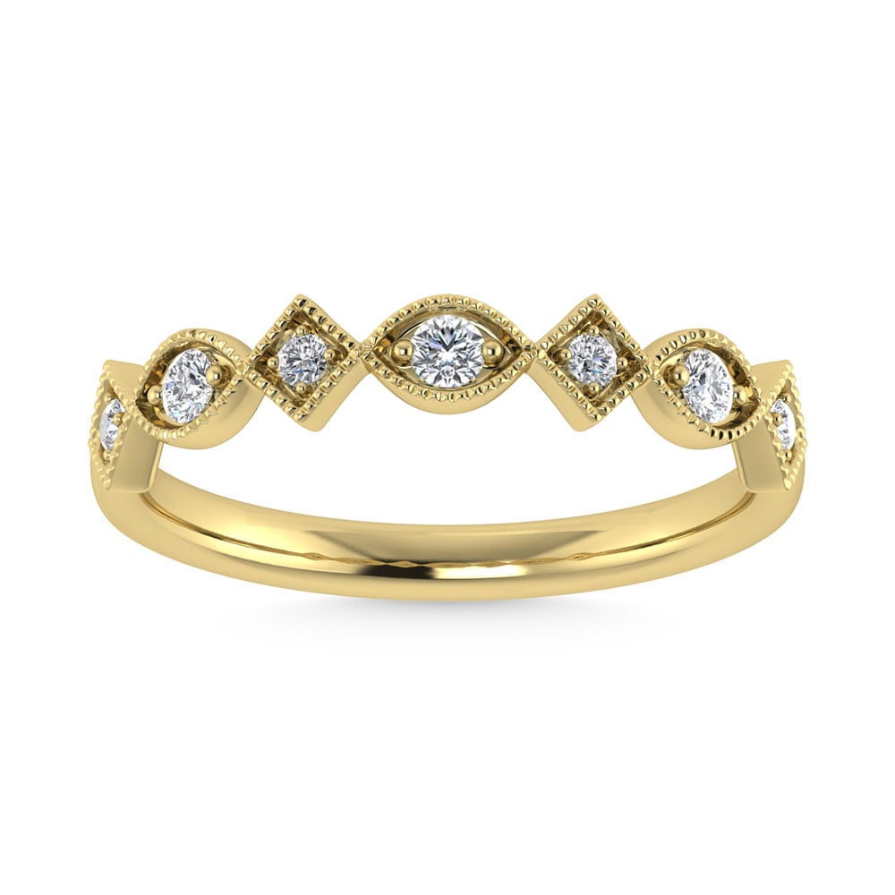 14K Yellow Gold Diamond 1/8 Ct.Tw. Stackable Band