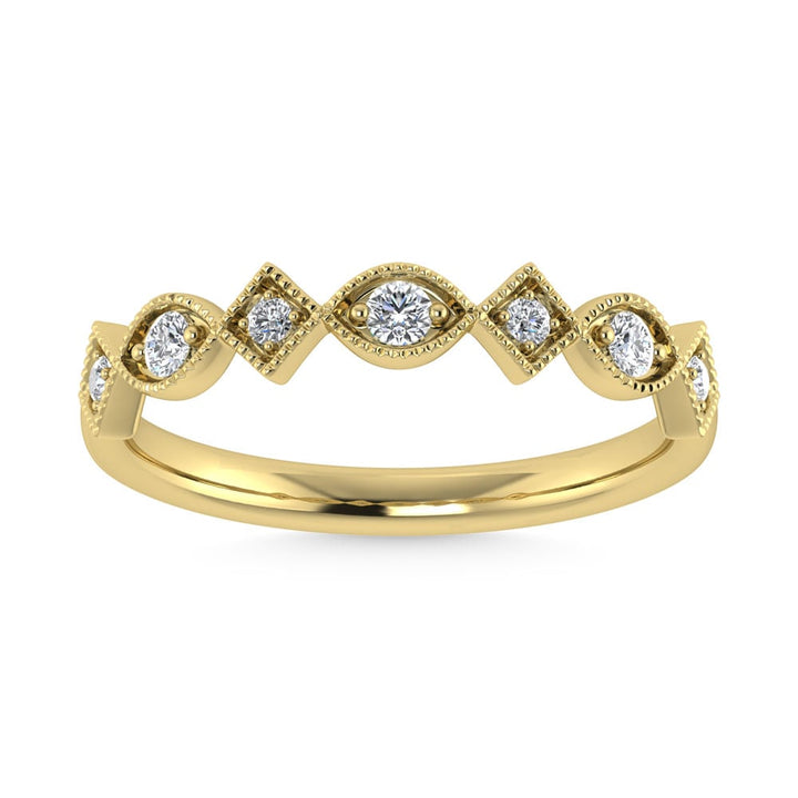 14K Yellow Gold Diamond 1/8 Ct.Tw. Stackable Band