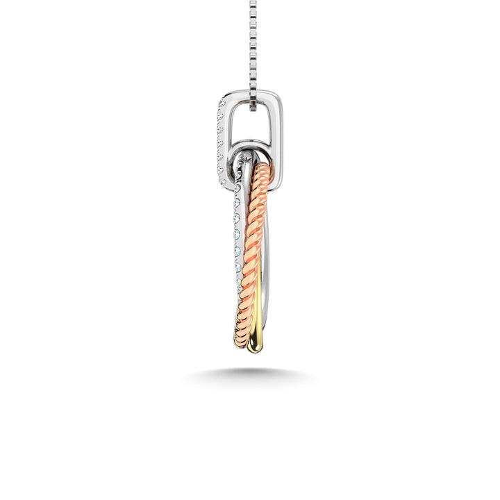 14K Three Tone Diamond 1/5 Ct.Tw. Circle Fashion Pendant