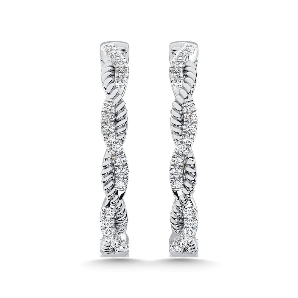 10K White Gold Diamond 1/5 Ct.Tw. Hoop Earrings