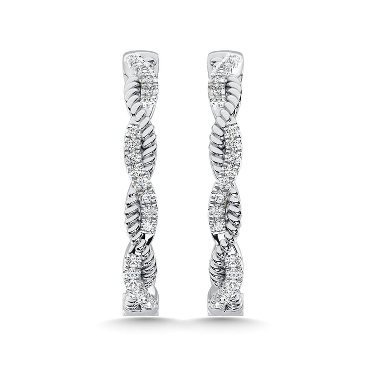 10K White Gold Diamond 1/5 Ct.Tw. Hoop Earrings