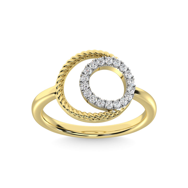 14K Yellow Gold Diamond 1/6 Ct.Tw. Fashion Ring
