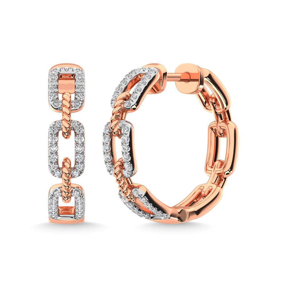 14K Rose Gold Diamond 3/8 Ct.Tw. Hoop Earrings
