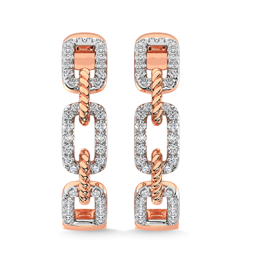 14K Rose Gold Diamond 3/8 Ct.Tw. Hoop Earrings