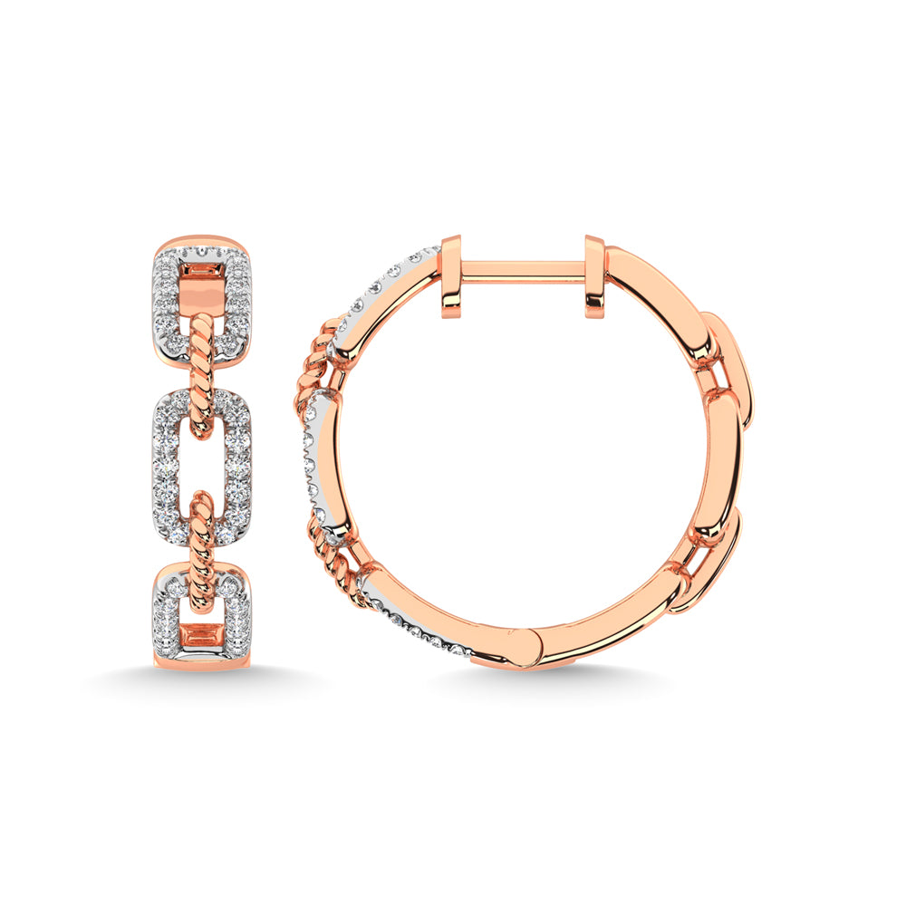 14K Rose Gold Diamond 3/8 Ct.Tw. Hoop Earrings