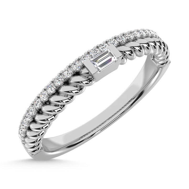 14K White Gold Diamond  1/6 Ct.Tw. Stack Band
