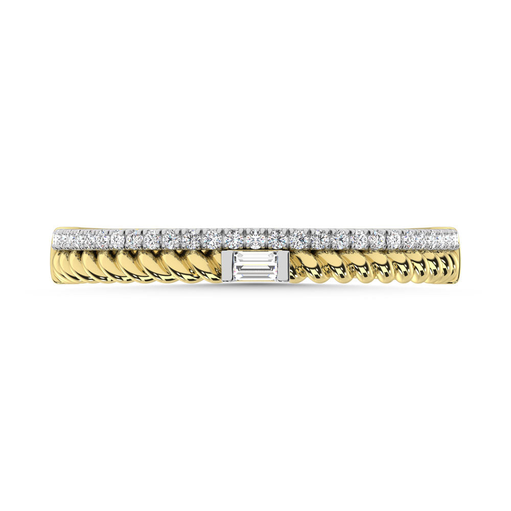 14K Yellow Gold Diamond  1/6 Ct.Tw. Stack Band