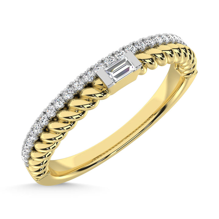 14K Yellow Gold Diamond  1/6 Ct.Tw. Stack Band
