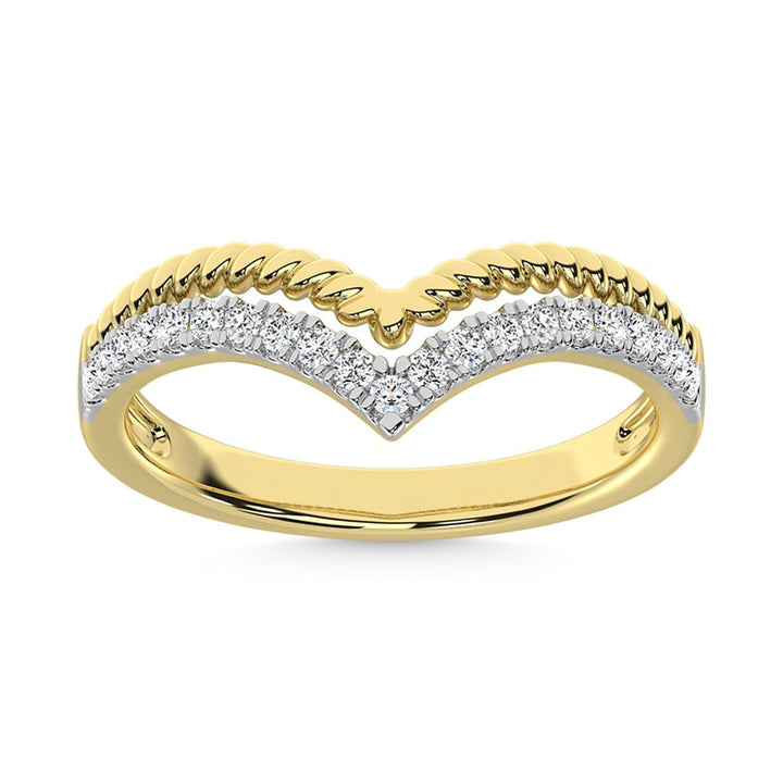 14K Yellow Gold Diamond  1/4 Ct.Tw. Stack Band