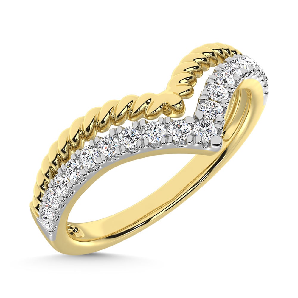 14K Yellow Gold Diamond  1/4 Ct.Tw. Stack Band