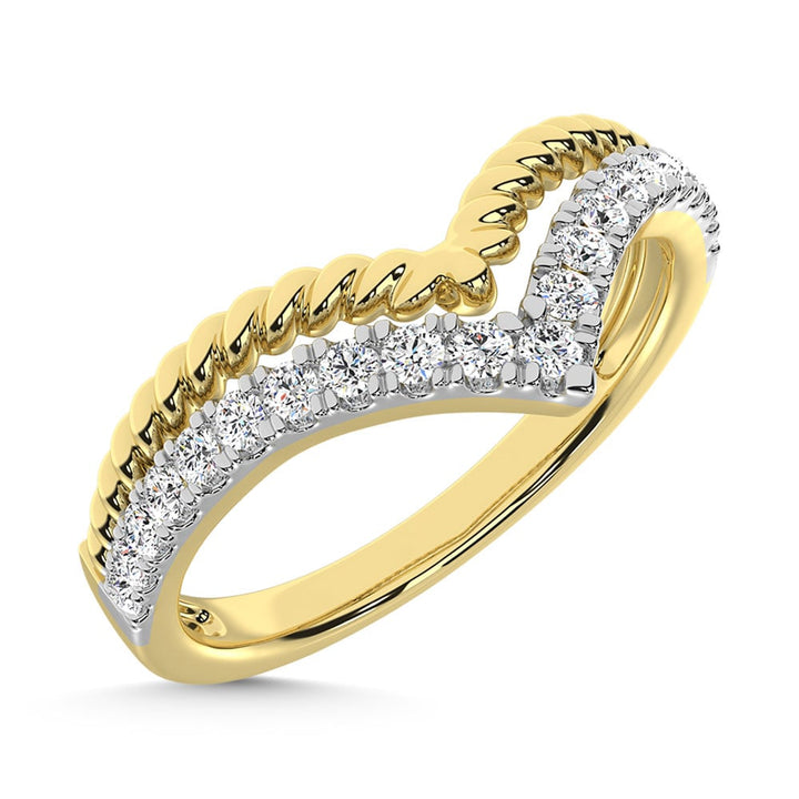 14K Yellow Gold Diamond  1/4 Ct.Tw. Stack Band