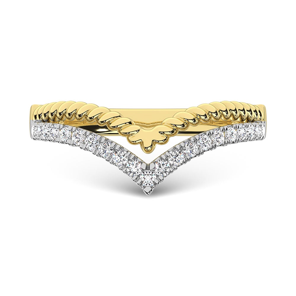 14K Yellow Gold Diamond  1/4 Ct.Tw. Stack Band