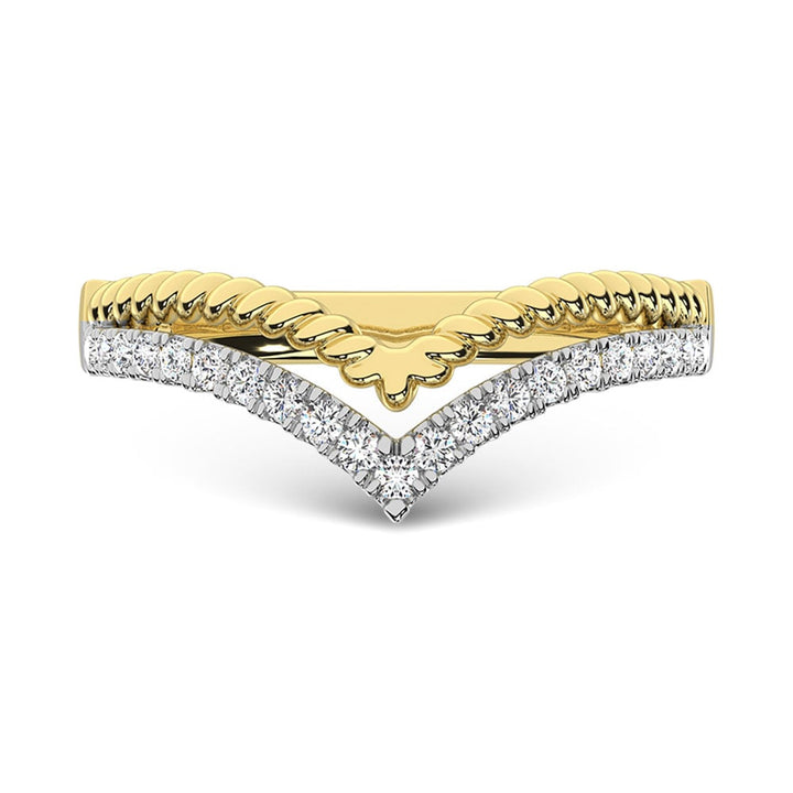 14K Yellow Gold Diamond  1/4 Ct.Tw. Stack Band