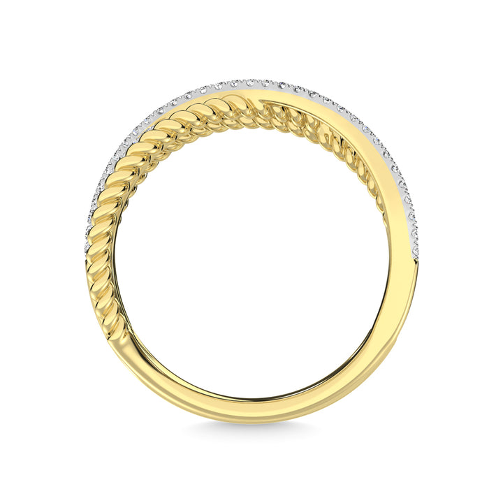 14K Yellow Gold Diamond 1/3 Ct.Tw. Crossover Fashion Ring