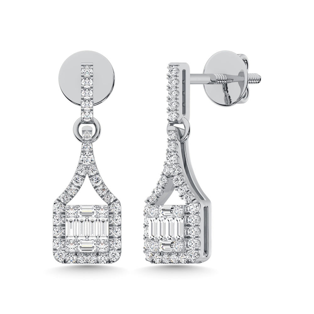 14K White Gold Diamond 1/2 Ct.Tw. Fashion Earrings