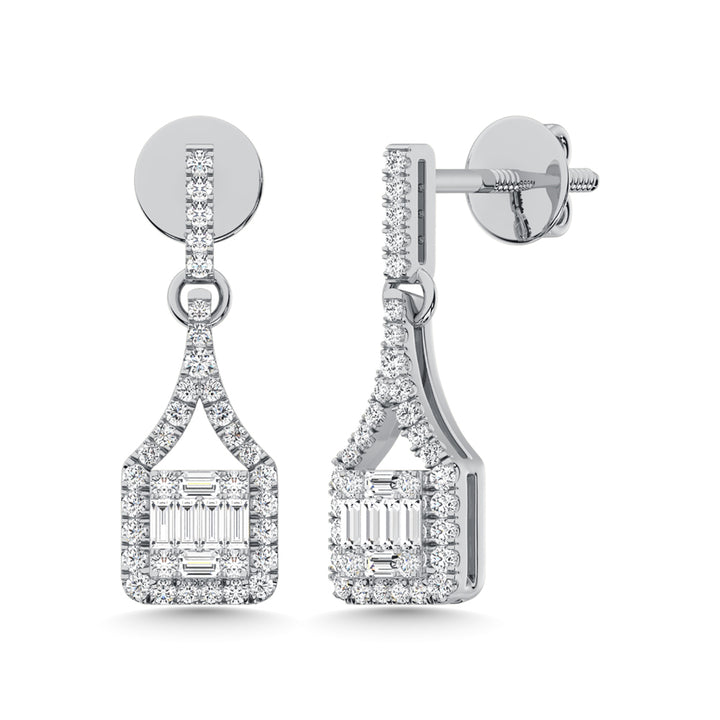 14K White Gold Diamond 1/2 Ct.Tw. Fashion Earrings