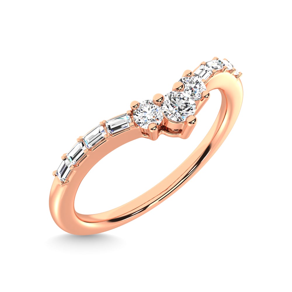 14K Rose Gold Diamond 1/6 Ct.Tw. Chevron Band