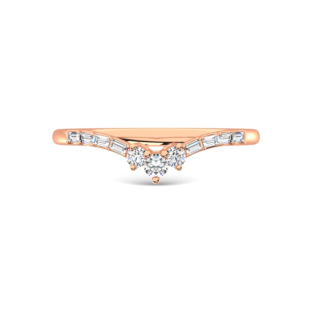 14K Rose Gold Diamond 1/6 Ct.Tw. Chevron Band