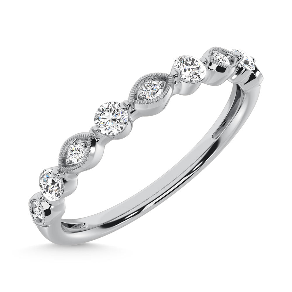 14K White Gold Diamond  1/5 Ct.Tw. Stack Band