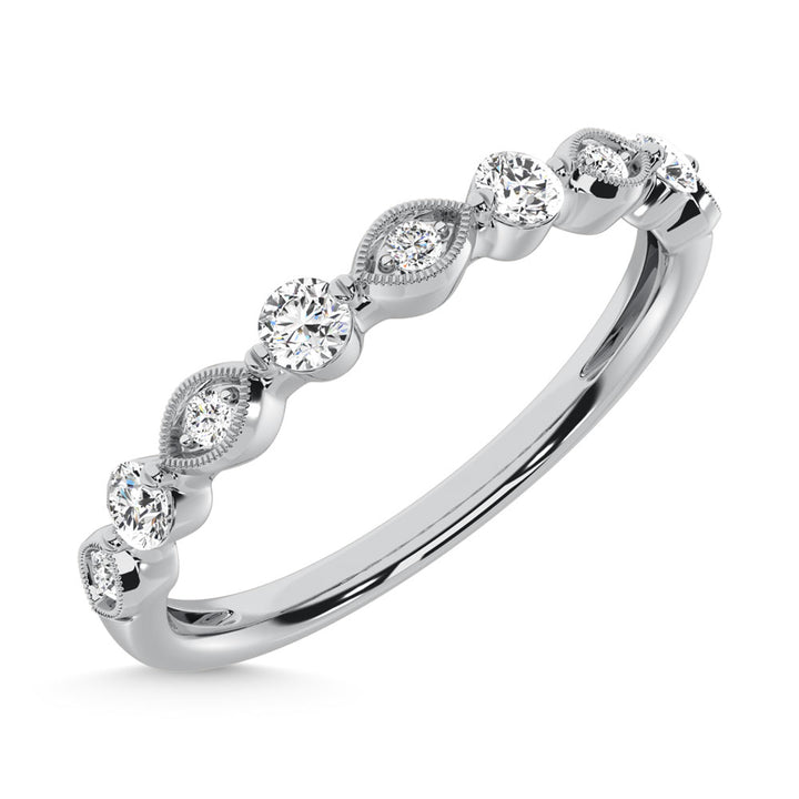 14K White Gold Diamond  1/5 Ct.Tw. Stack Band