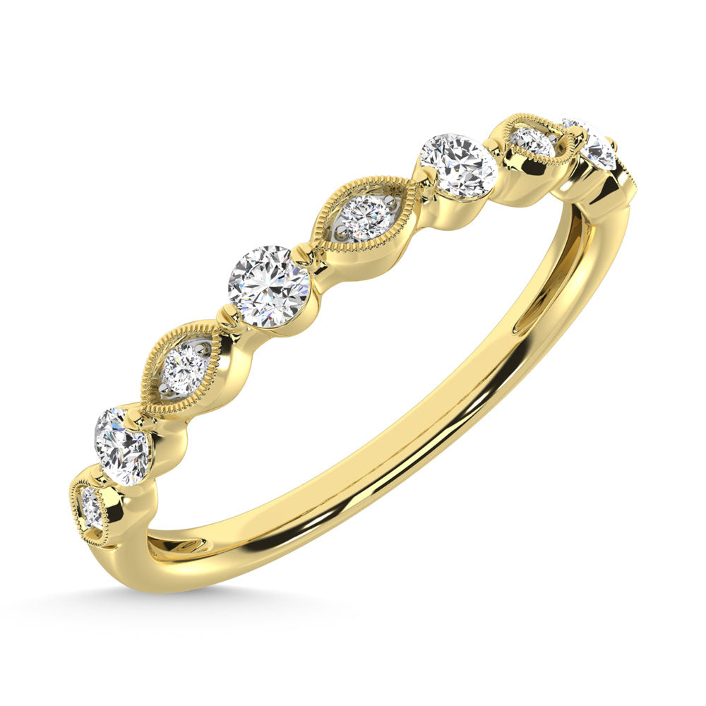 14K Yellow Gold Diamond  1/5 Ct.Tw. Stack Band