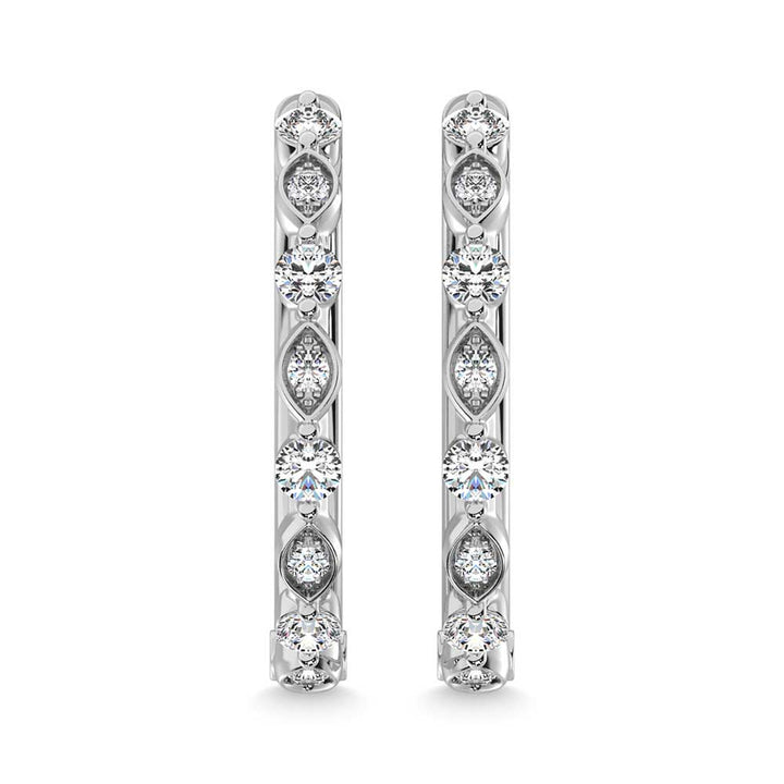 14K White Gold Diamond 3/8 Ct.Tw. Hoop Earrings