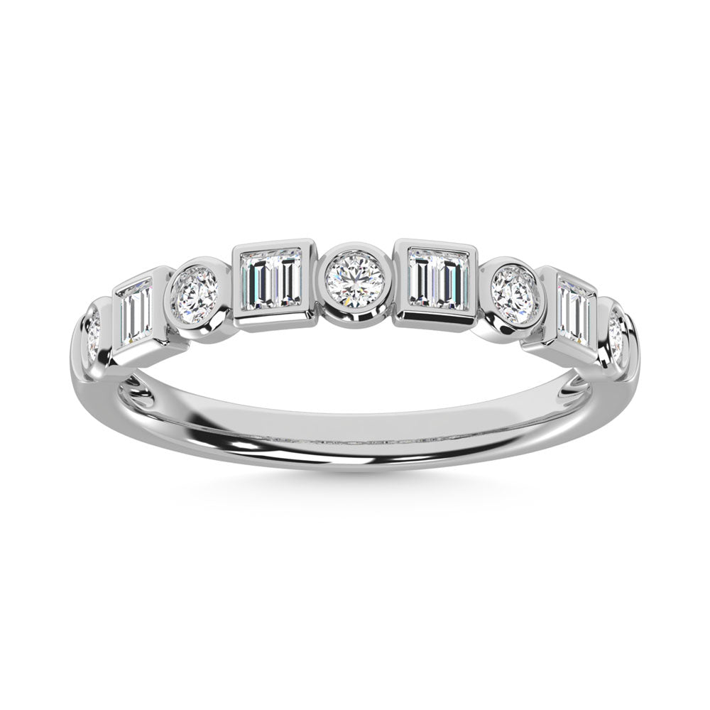 14K White Gold Diamond  1/4 Ct.Tw. Stack Band