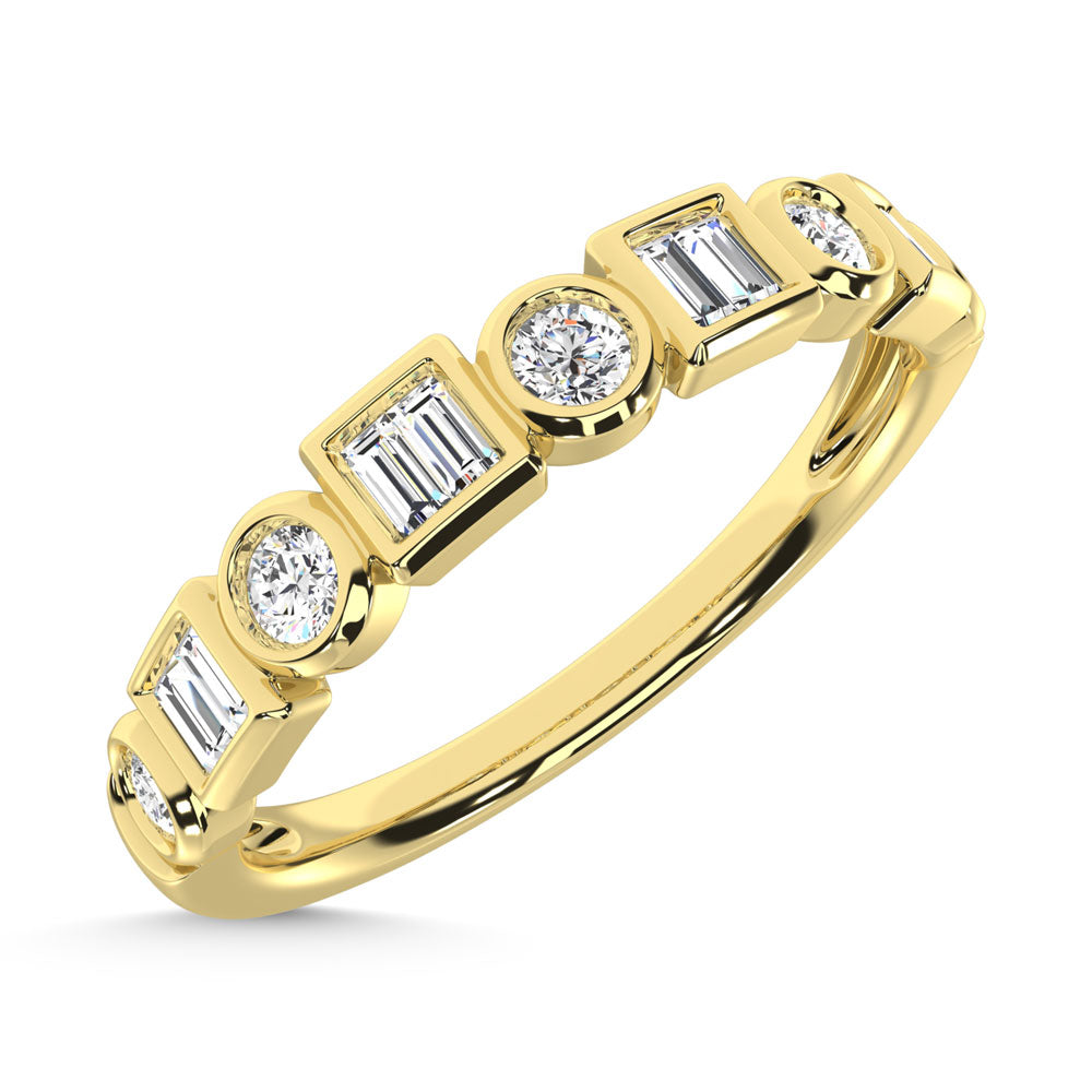 14K Yellow Gold Diamond  1/4 Ct.Tw. Stack Band