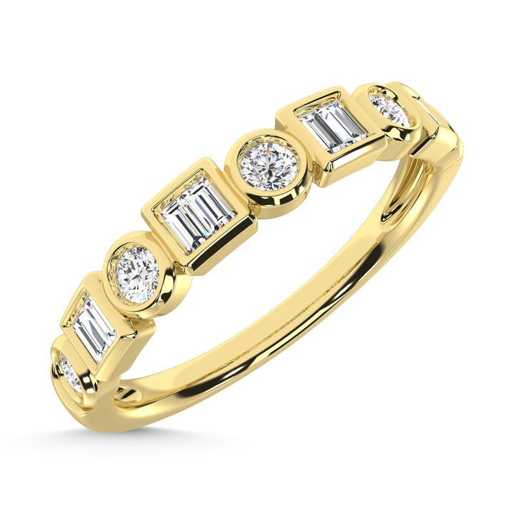14K Yellow Gold Diamond  1/4 Ct.Tw. Stack Band